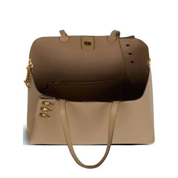 Balmain Embleme Medium Leather Shoulder Bag – Taupe - Picture 5 of 13